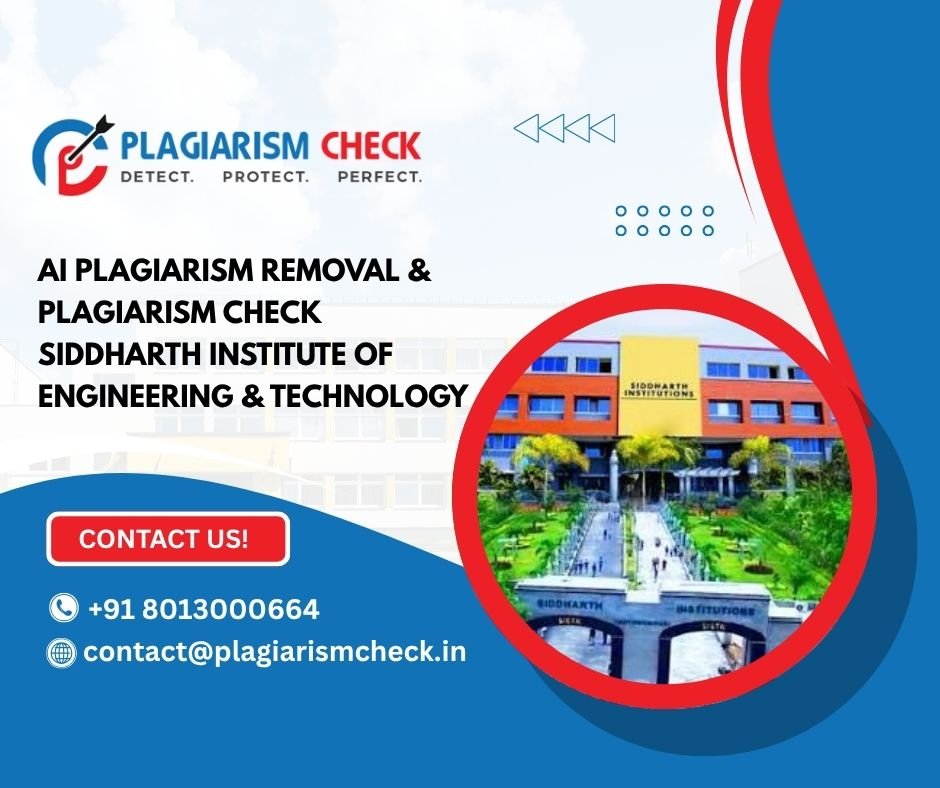 AI plagiarism removal & plagiarism check Siddharth Institute of Engineering & Technology